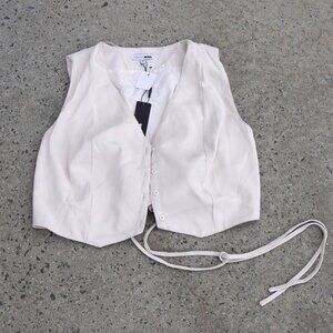 Fashion Nova Plus 1X Vest Lace Back NWT Beige Tan